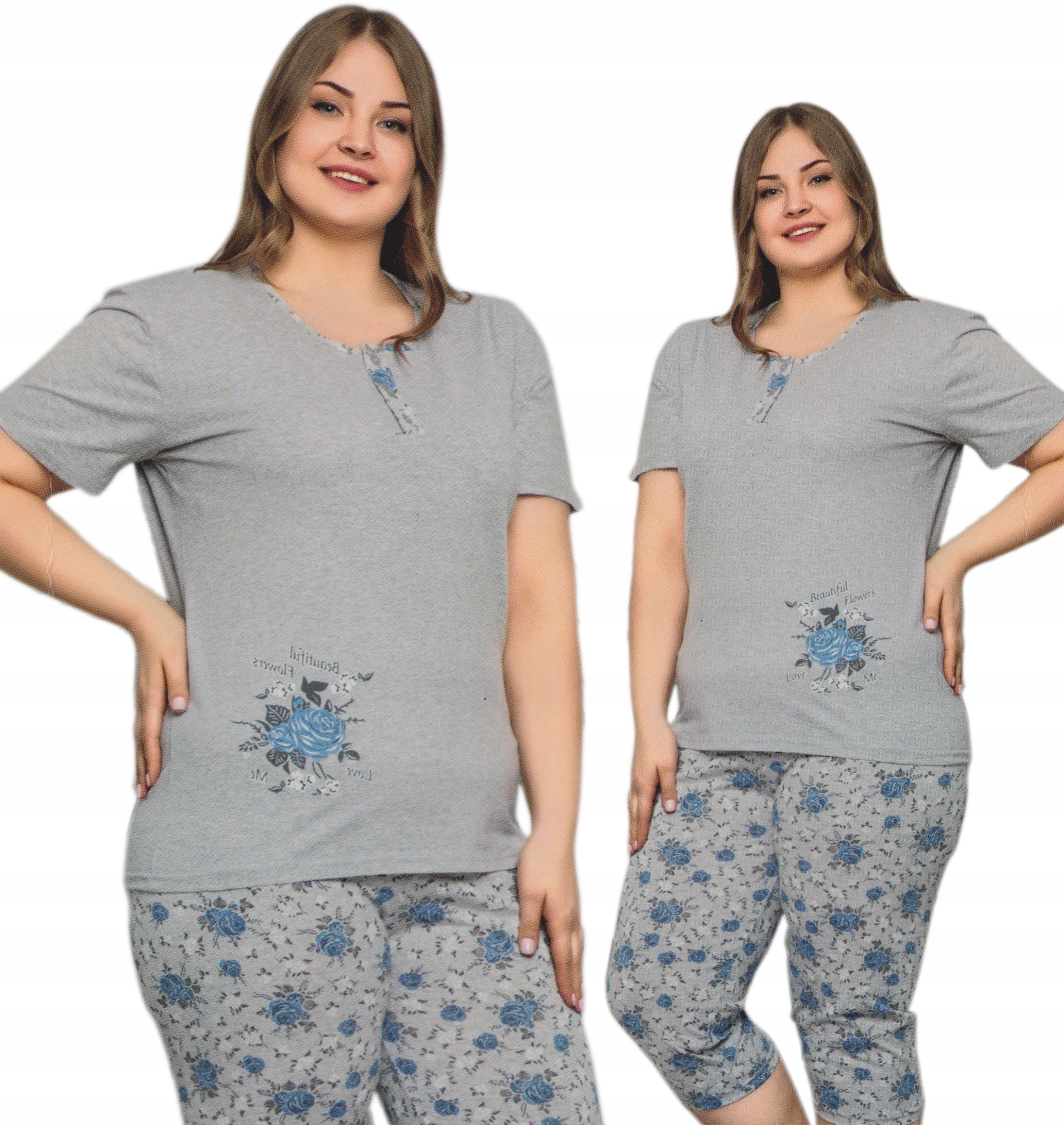 

Duże Rozmiary Piżama damska 3/4 spodnie roz 4XL