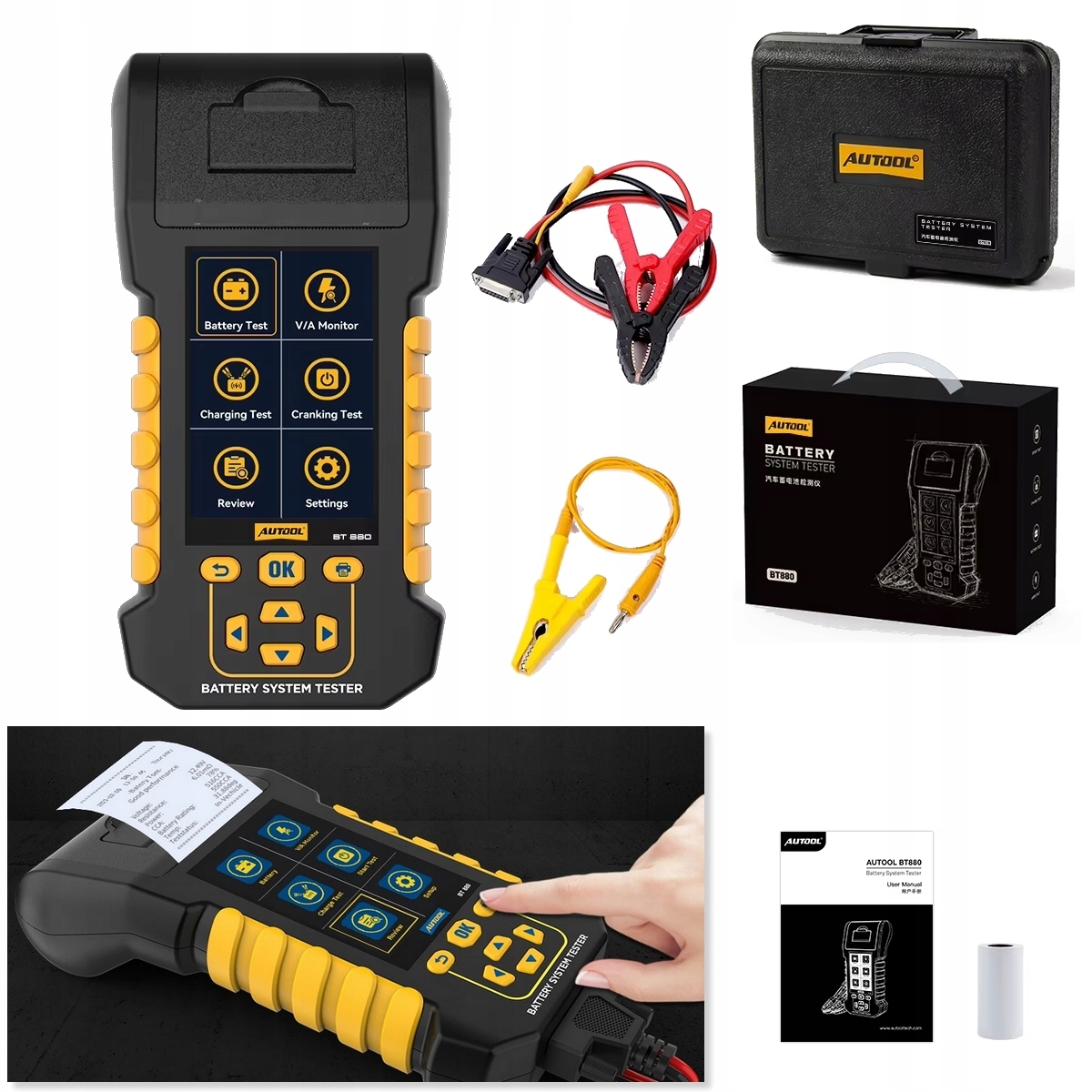 Tester Do Baterii Akumulatorów 12v 24v Autool BT880 z Drukarką Miernik