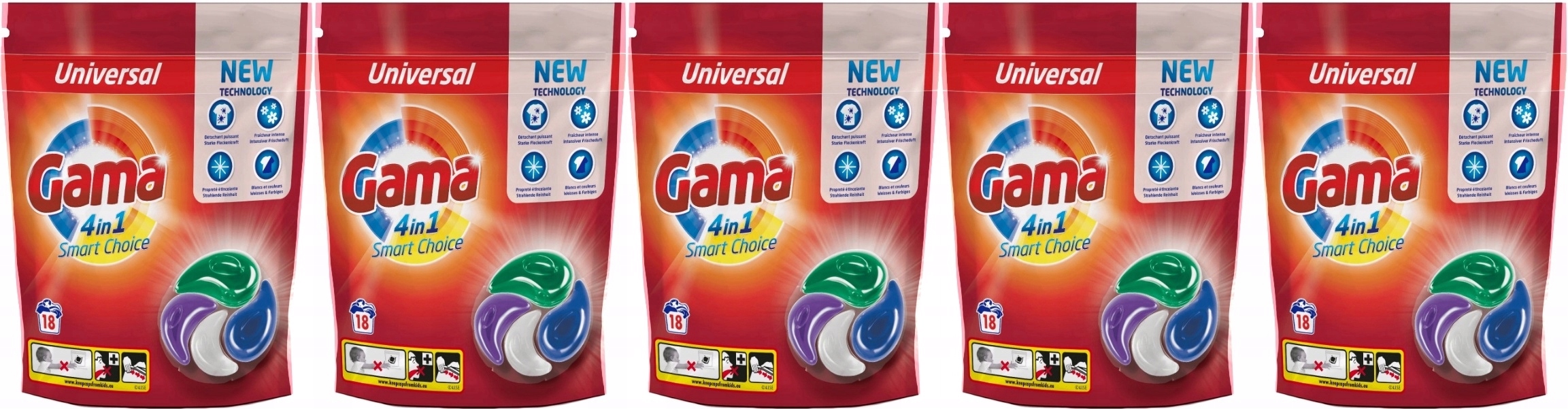 Levně Gama Kapsle na praní univerzal Smart 4in1 New Technology 90ks