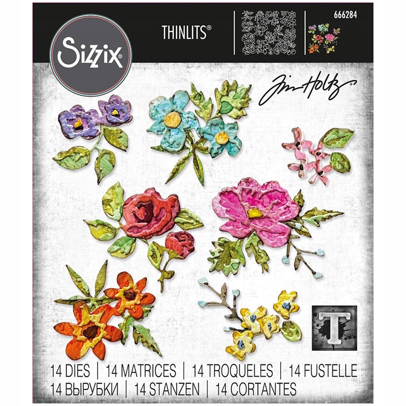 Vykrajovátka na papír Sizzix Thinlits Brushstroke Flowers Mini květy