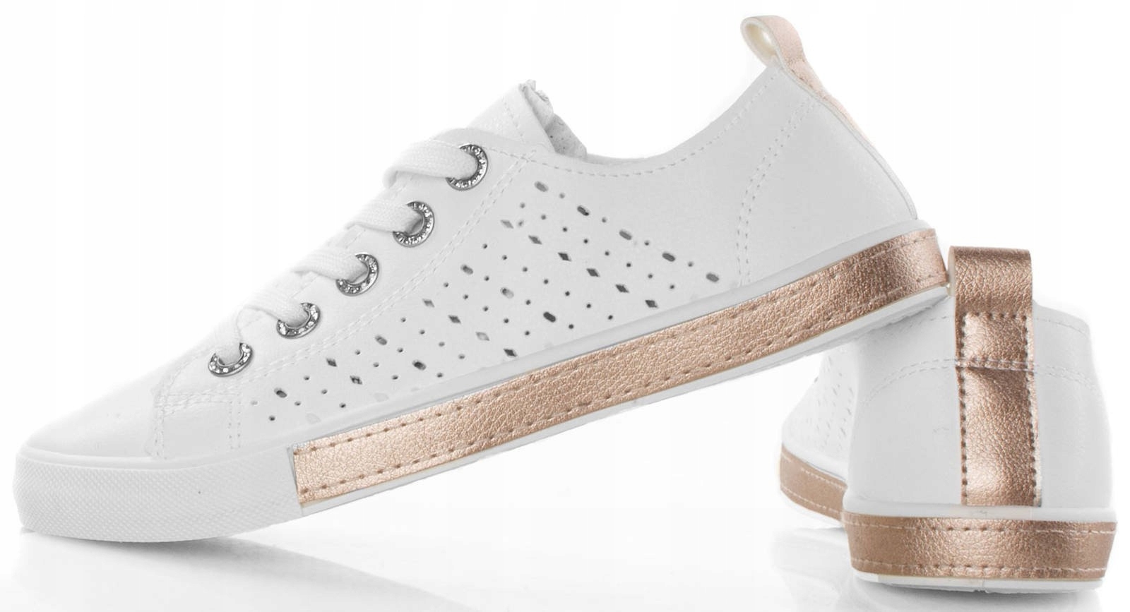 

5778 Białe Trampki Damskie Tenisówki Ażurowe 40