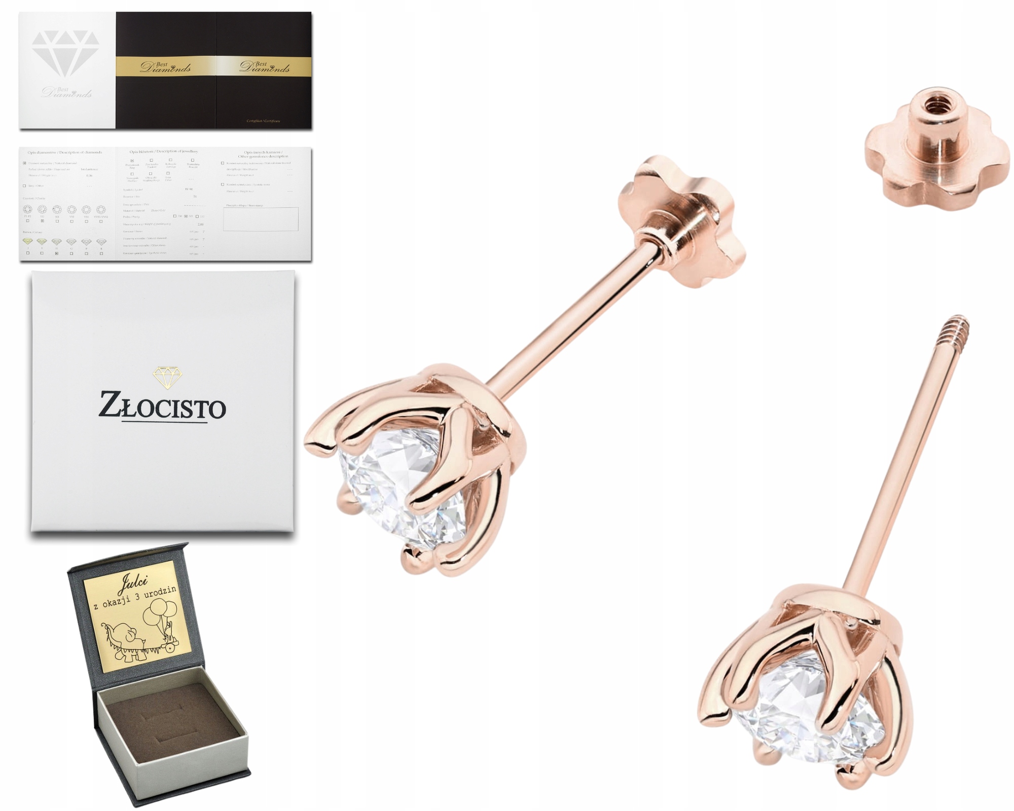 Náušnice Z Růžového Zlata 585 S Diamanty O Hmotnosti 1,40 KArátu, Dárek