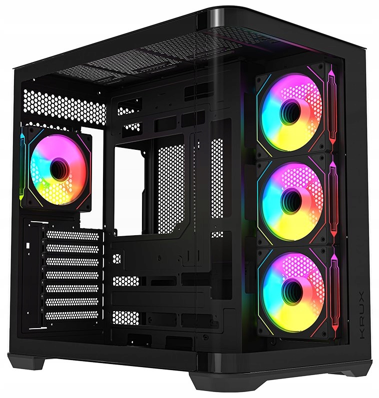 Krux skříň Tano Atx 4x120 mm Pwm Argb fan 2xUSB 3.0 Usb-c panoramat