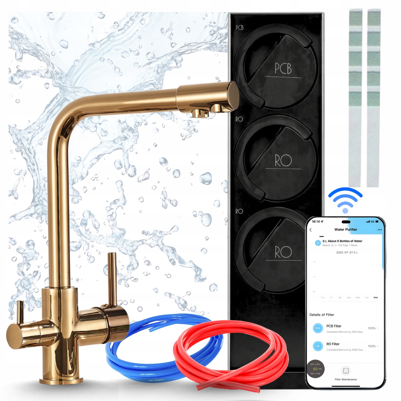 Filter Reverznej Osmózy Midea 800GPD Smart Wifi RO7 A Drezový Kohútik