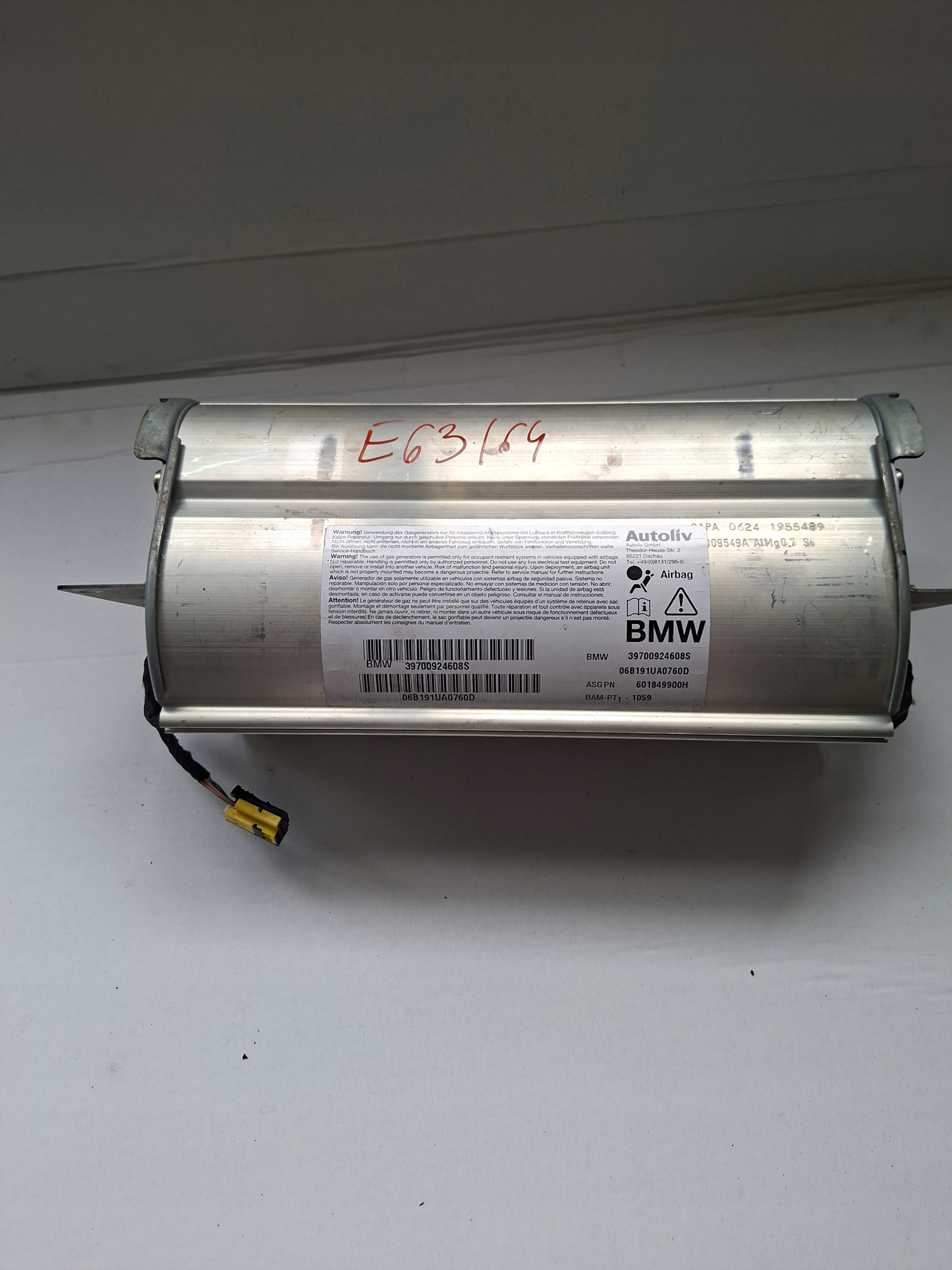 passenger airbag BMW E63 601849900H