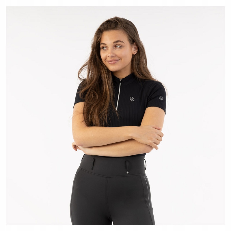 Koszulka jeździecka Br Half-Zip Kim 26SS damska z zamkiem czarna L