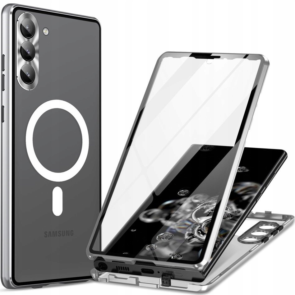 Magnetické Pouzdro Dual Glass pro Galaxy S23+ Plus s MagSafe, Kryt, sklo