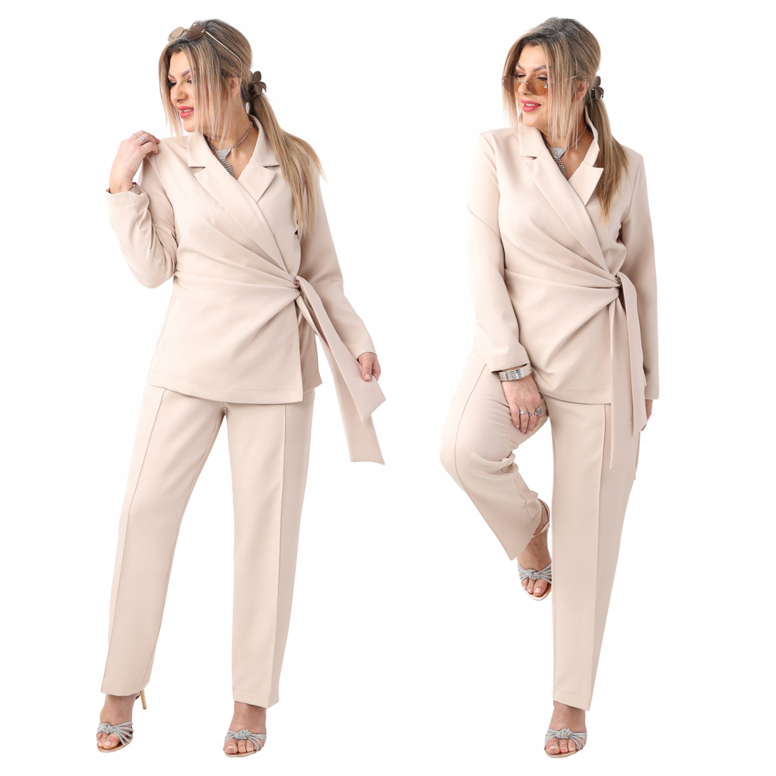 komplet damski Polski Producent marynarka i spodnie duże rozmiary