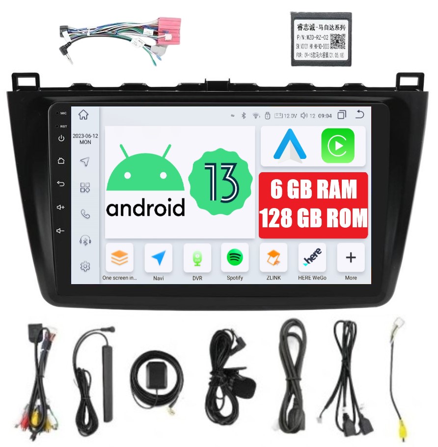Rádio 2DIN Navigácia Android Mazda 6 II 2 Dsp 6/128 Gb Carplay Lte