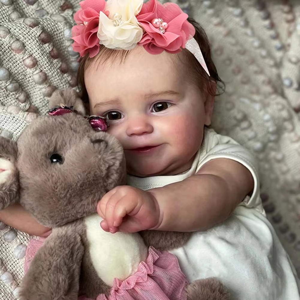 Keiumi Lalka Reborn Maddie 50 cm Dziewczynka Ręcznie Wszczepiane Włosy