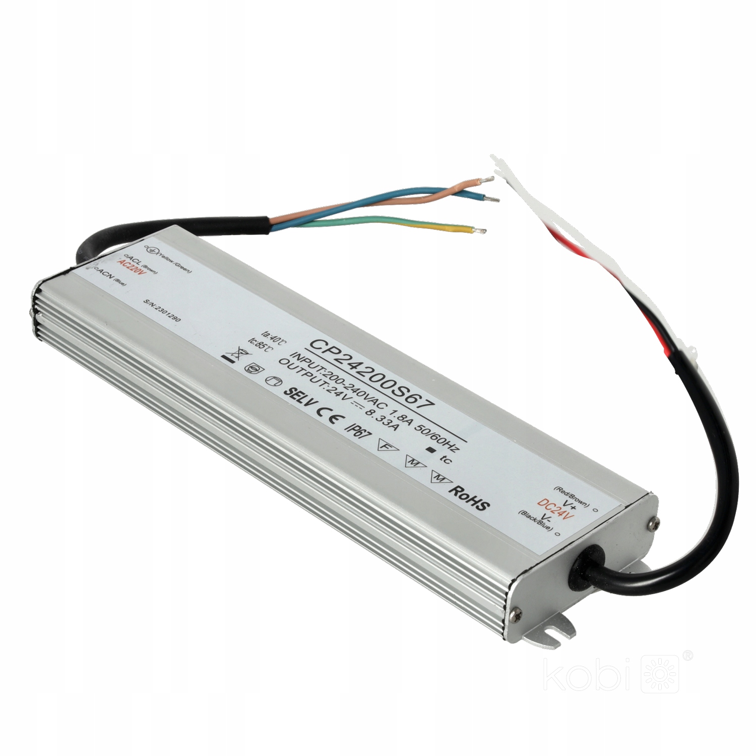 Vodotesný napájací zdroj 24V 200W 8.30A