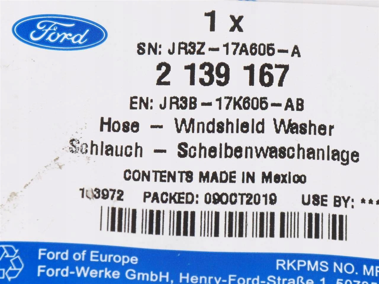 JR3B-17K605-AB - ПРОВОД ОМЫВАТЕЛЯ MUSTANG 2017-