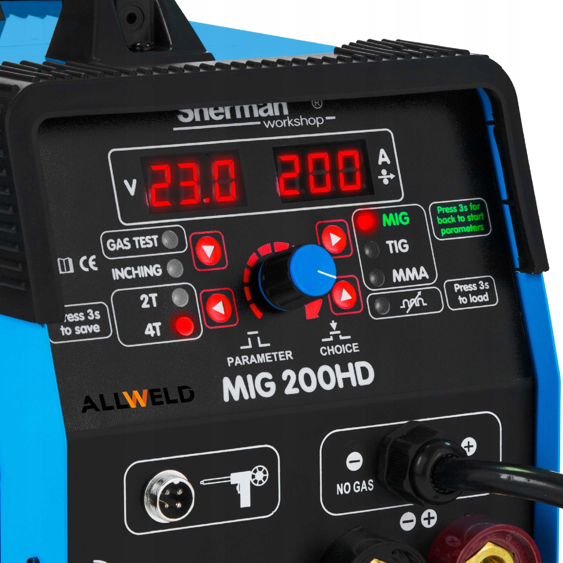 SPAWARKA MIGOMAT SHERMAN MIG 200HD MMA TIG ALUMINIUM SYNERGIA 200A 230V 3W1 EAN (GTIN) 5903686617515