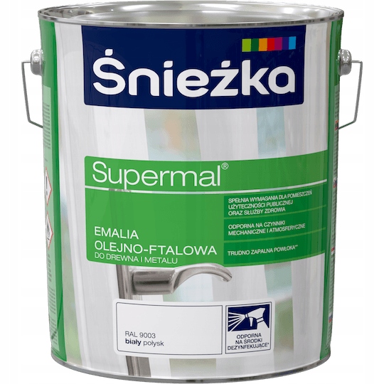 Śnieżka Supermal Emalia ftalowa 10l Biały Połysk