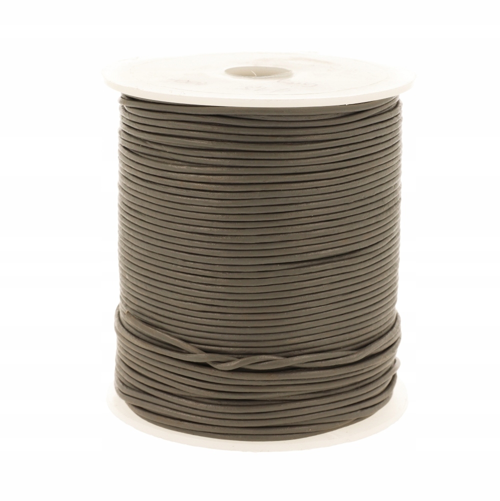 Řemínek Kůže průměr 1,5mm Tmavě Šedá 25 metrů
