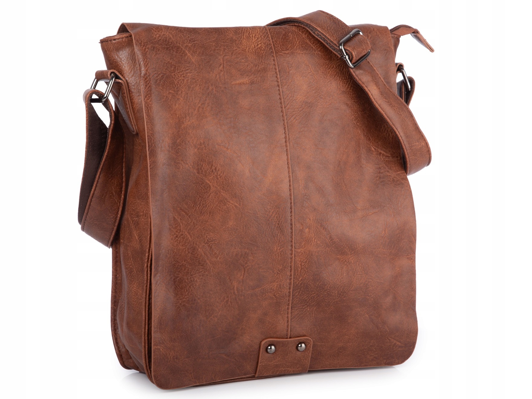 Vertikální elegantní pánská taška přes rameno do práce nebo do školy A4 hnědá