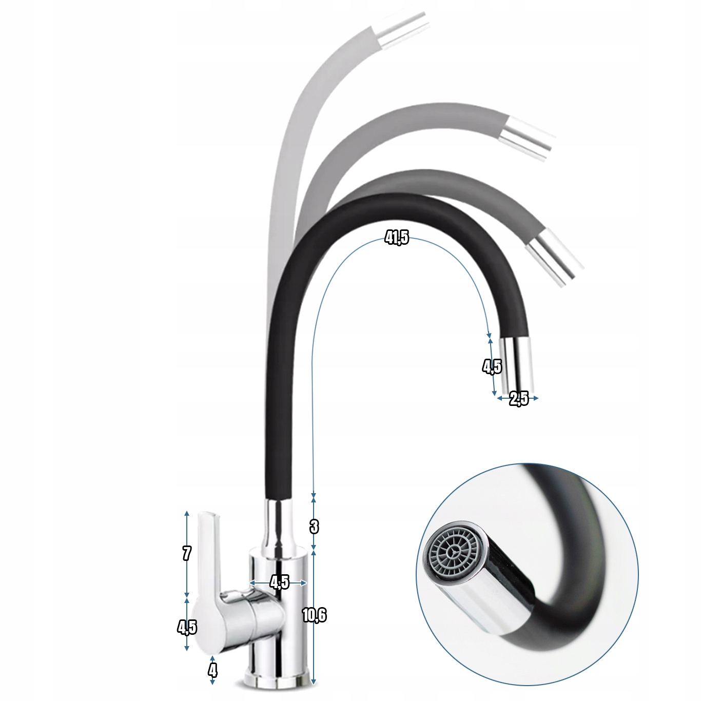 BATERIA ZLEWOZMYWAKOWA KUCHENNA UMYWALKOWA GIĘTKA WYLEWKA KRAN DO UMYWALKI Marka Maibang