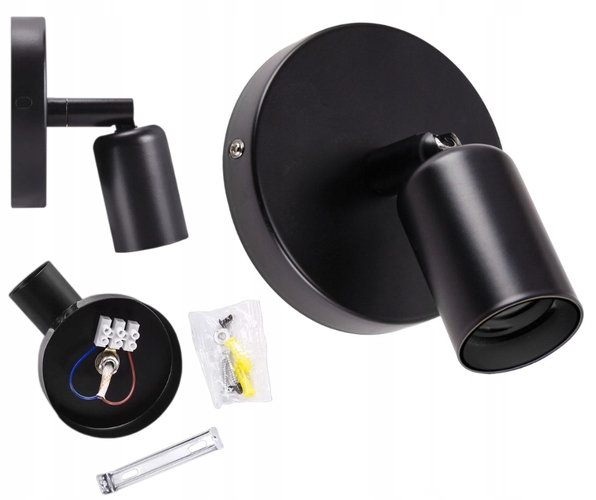 

Lampa Ścienno Sufitowa Kinkiet Uno Czarna Ideus