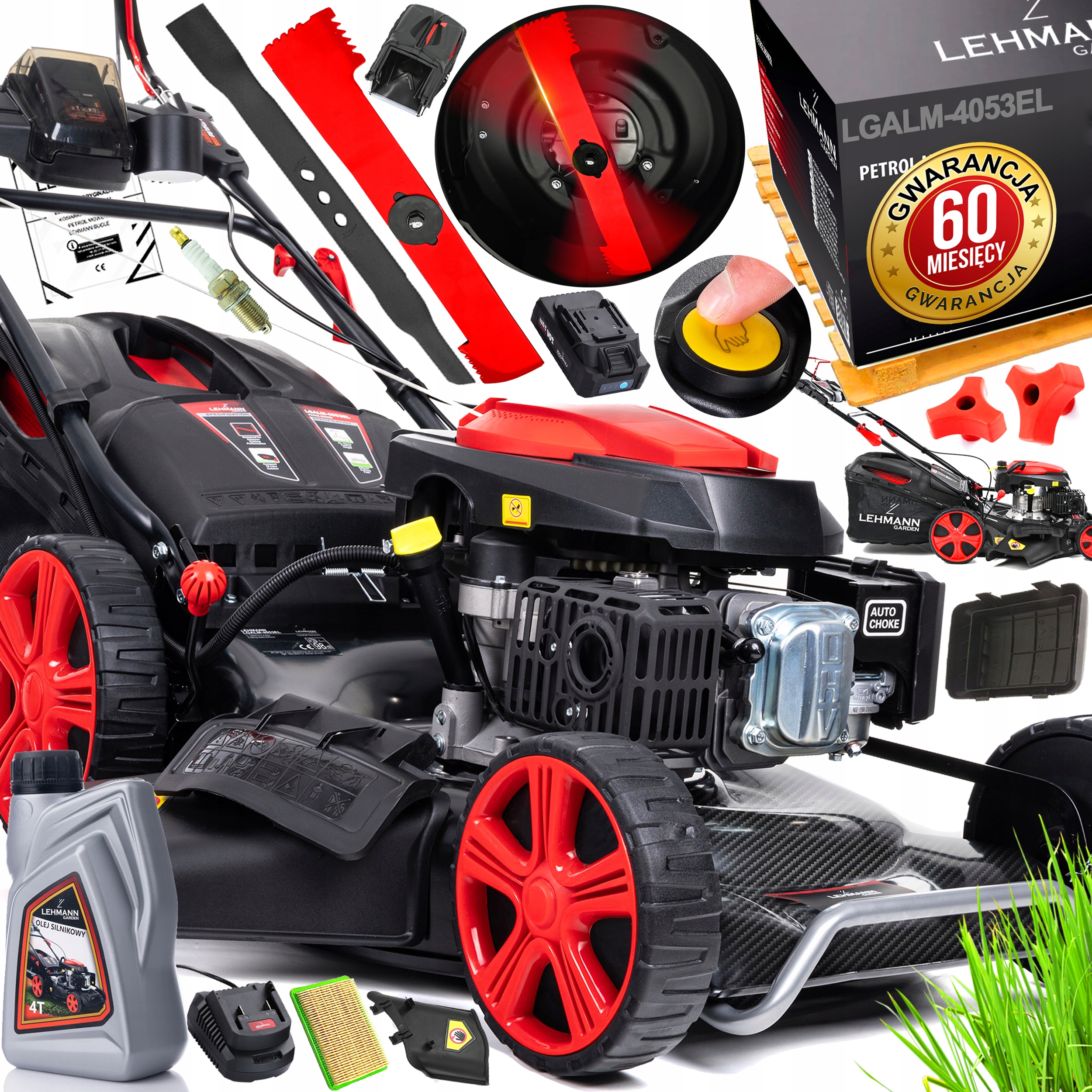 Kosiarka Spalinowa 55 CM Z Napędem Elektryczny Rozrusznik Silnik 196CC 10W1