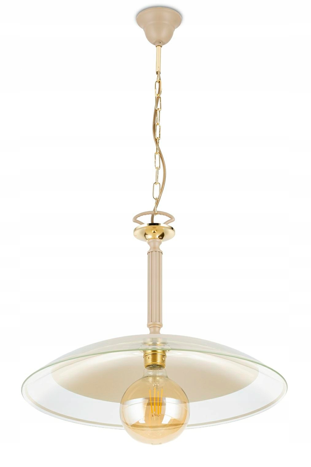 Závěsná lampa Luna Béžovo-zlatá 1xE27 47 cm Skleněná Moderní Kuchyně Taupe