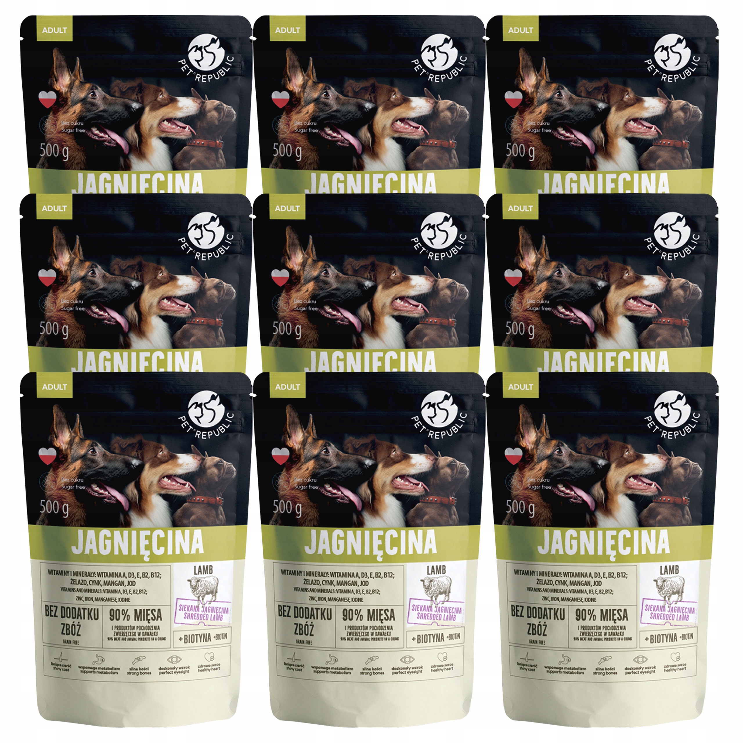 Levně Pet Republic krmivo pro psa Jehněčí 9 x 500 g