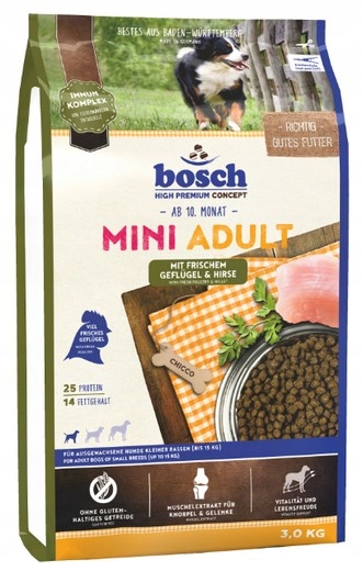 Lehce stravitelné krmivo pro dospělé psy malých plemen Bosch Drůbež a proso 3 kg