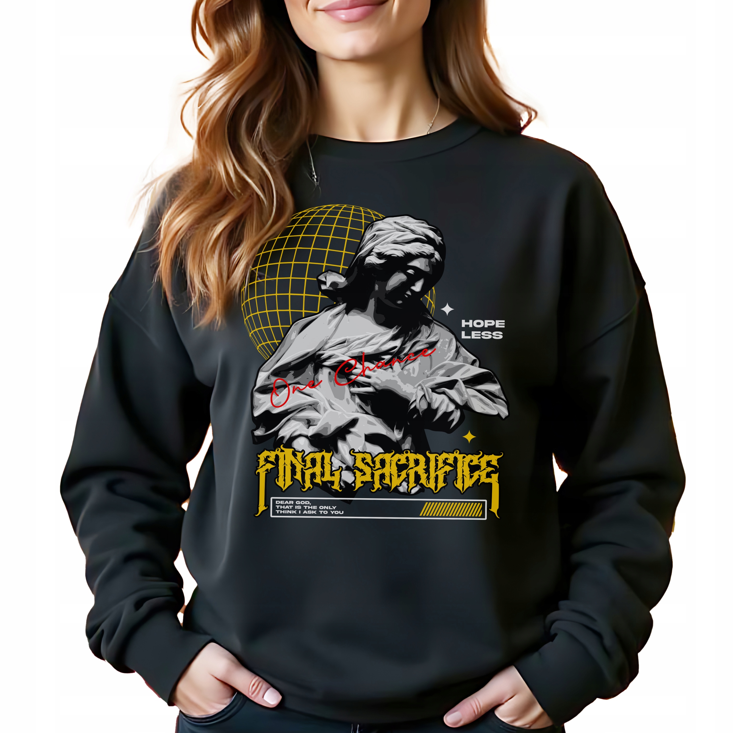 Final Sacrifice Černá bavlněná Mikina stylová Bez Kapuce jako Dárek XL