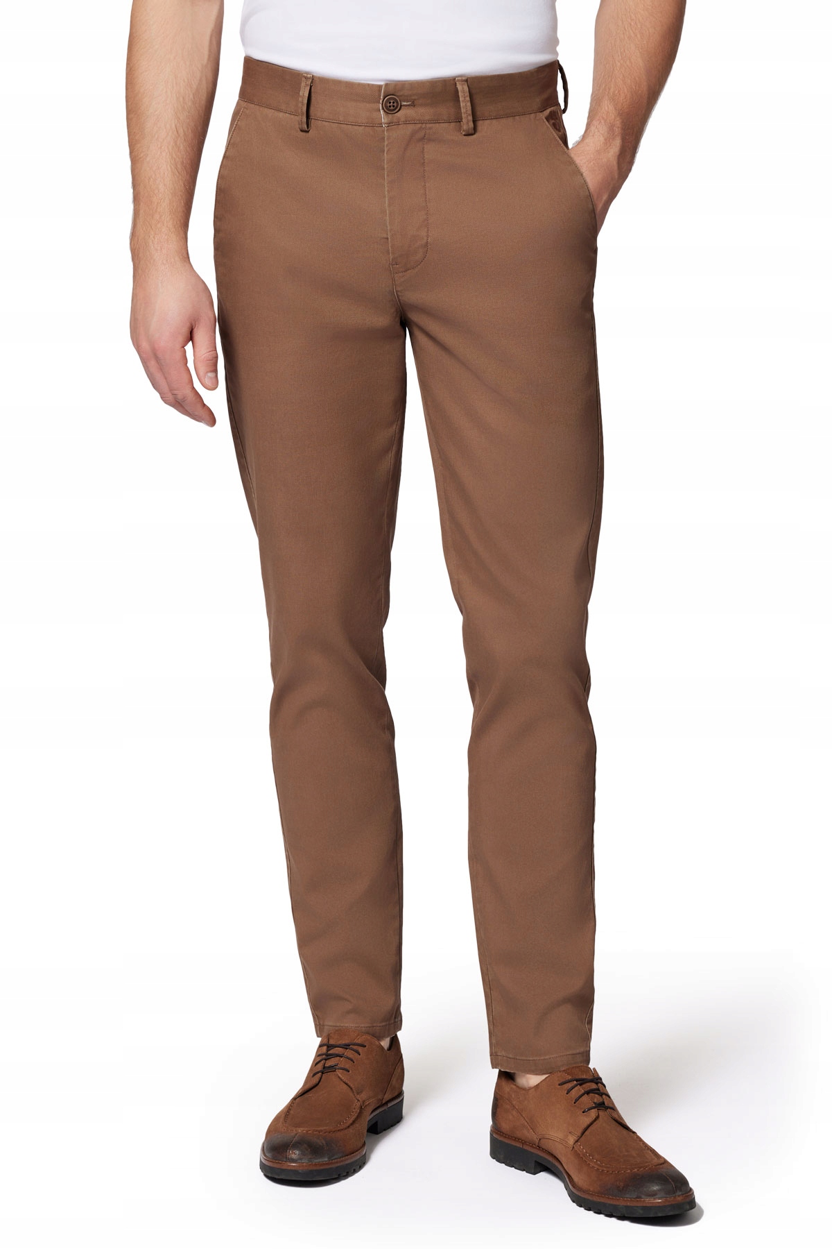 Spodnie Chino Slim Fit Beżowe z Bawełną Próchnik PM2 W44/L32
