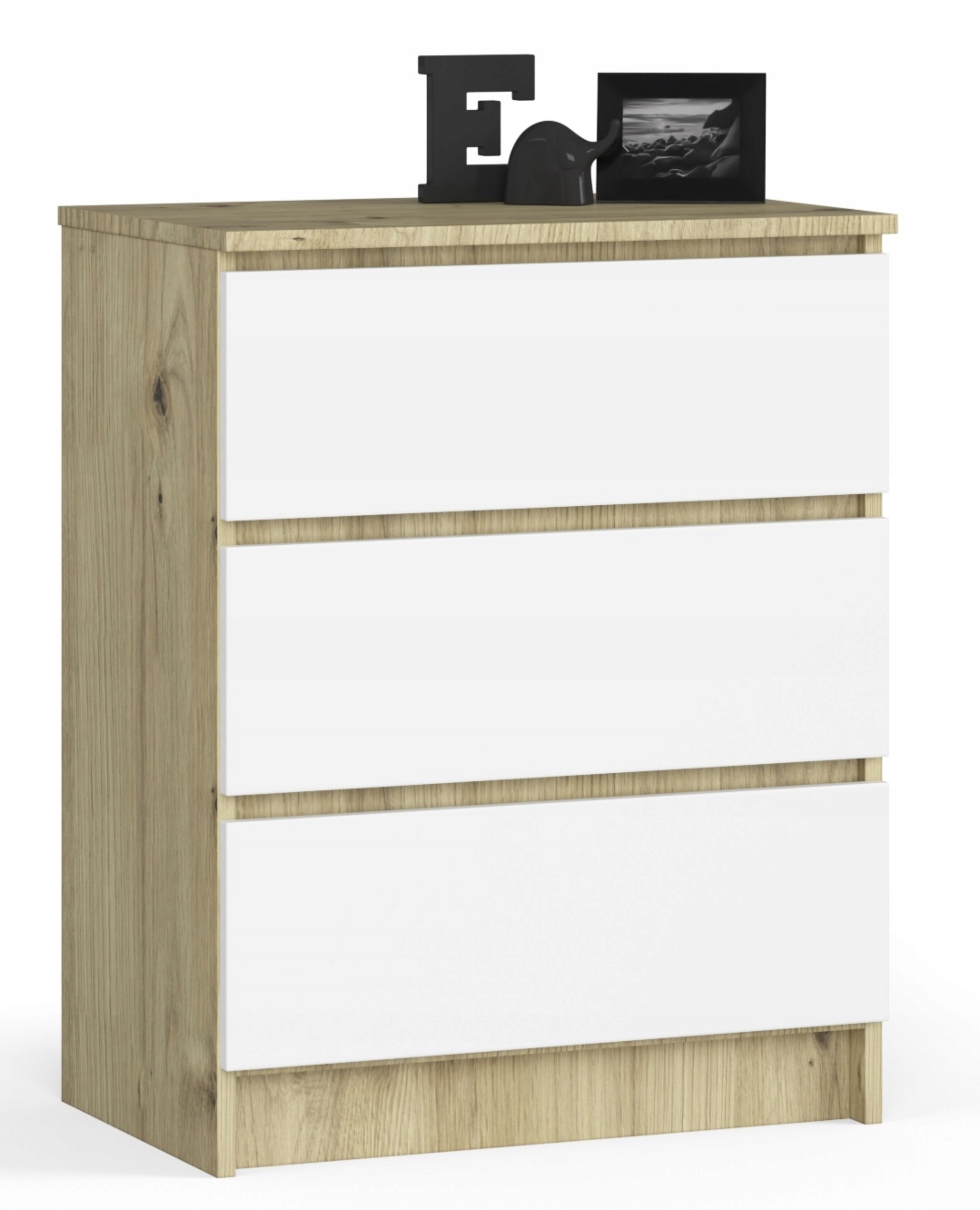 Komoda, skrinka K60 3 zásuvky artisan-biela Akd