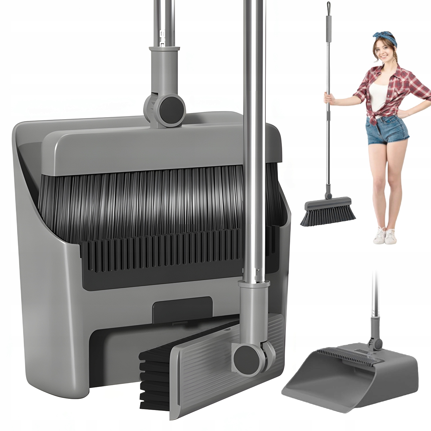 Levně Sada Na Úklid Zametání Lnu S Metlou S Tyčí A Lopatkou