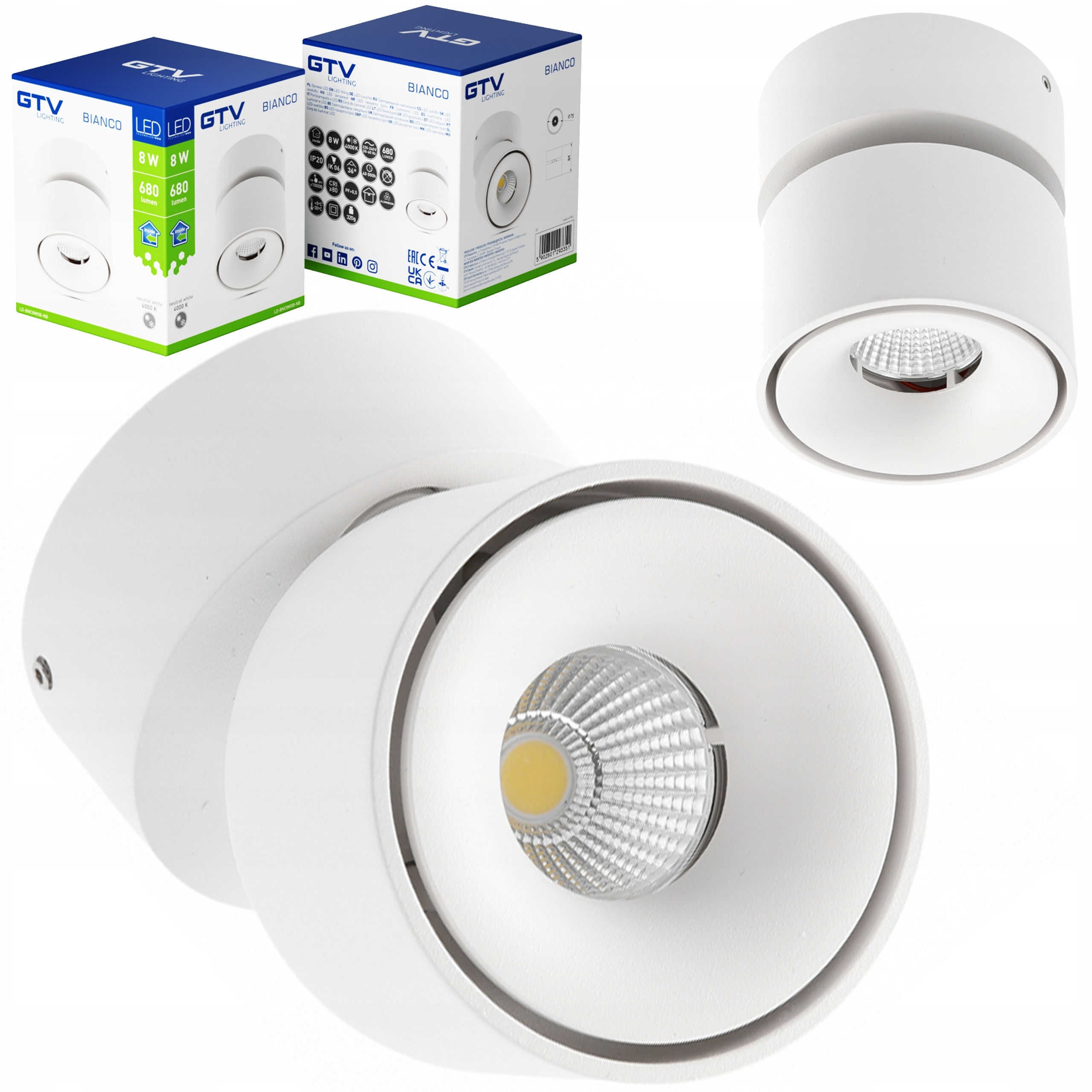 Přisazené Stropní Svítidlo Led Bianco 8W 680lm 4000K kulaté bílé