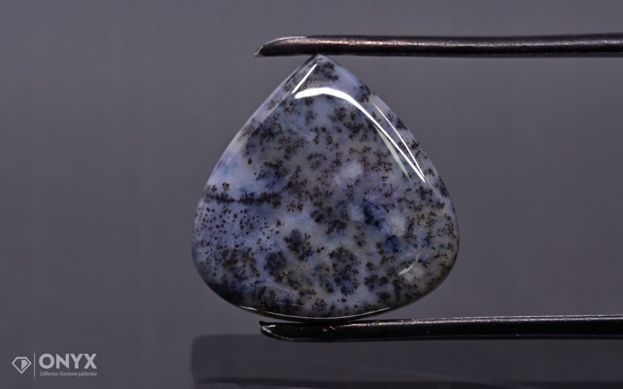 Dendritový achát z Kazachstánu konvexní plaketa slza