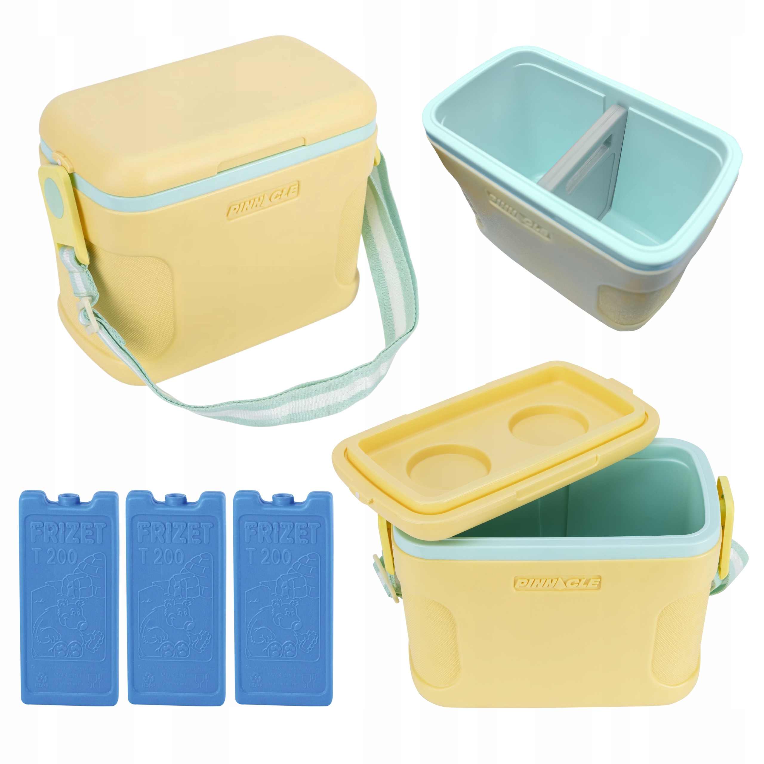 Malá turistická lednička přes rameno žlutá Pinnacle 8 l 4 chladicí vložky