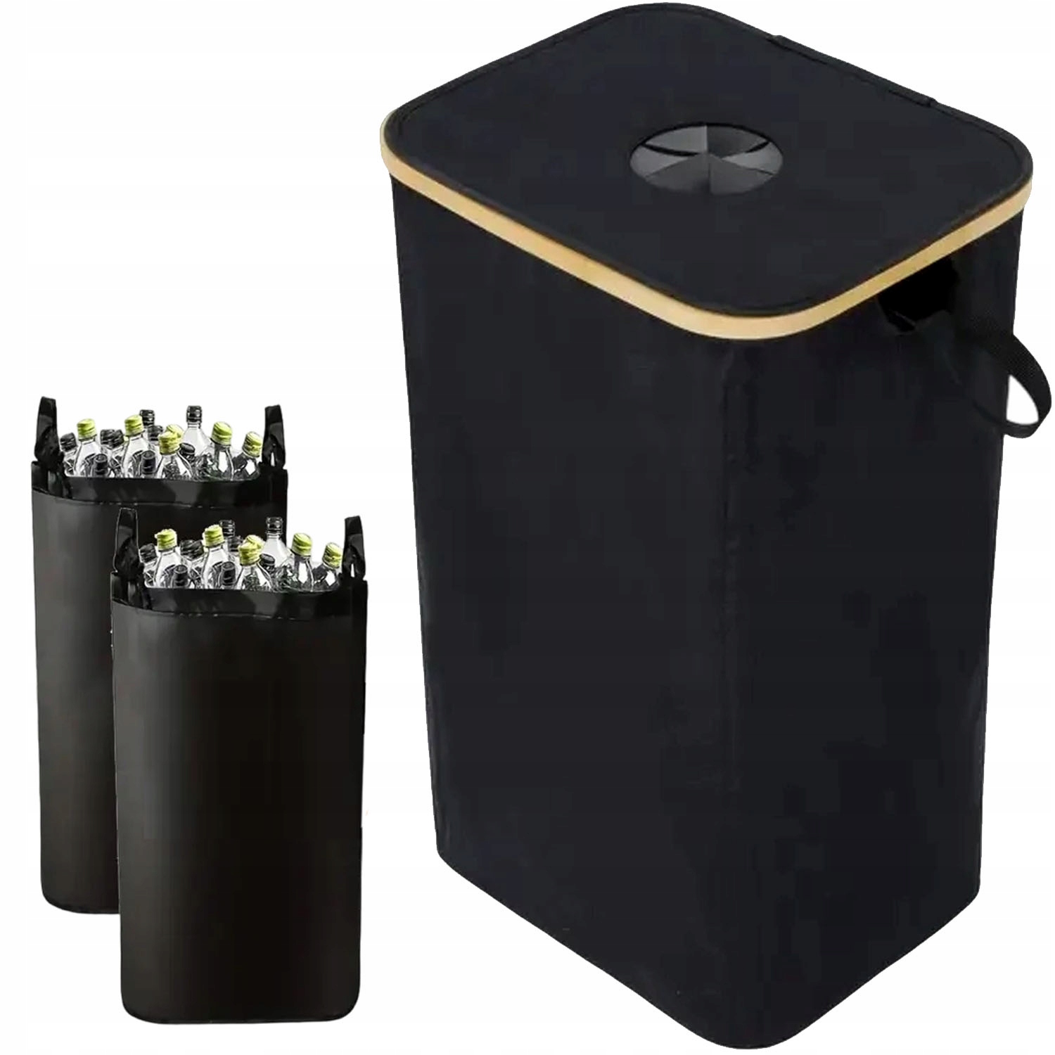 Nádoba na recyklaci 100 l Koš na lahve s pytlem na třídění černý