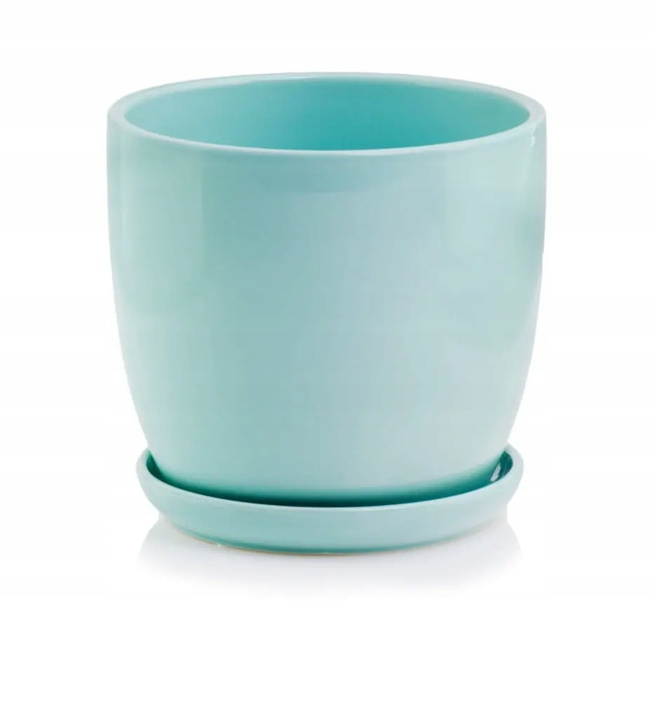 

Okrągła Miętowa Doniczka do Domu 13x12 cm