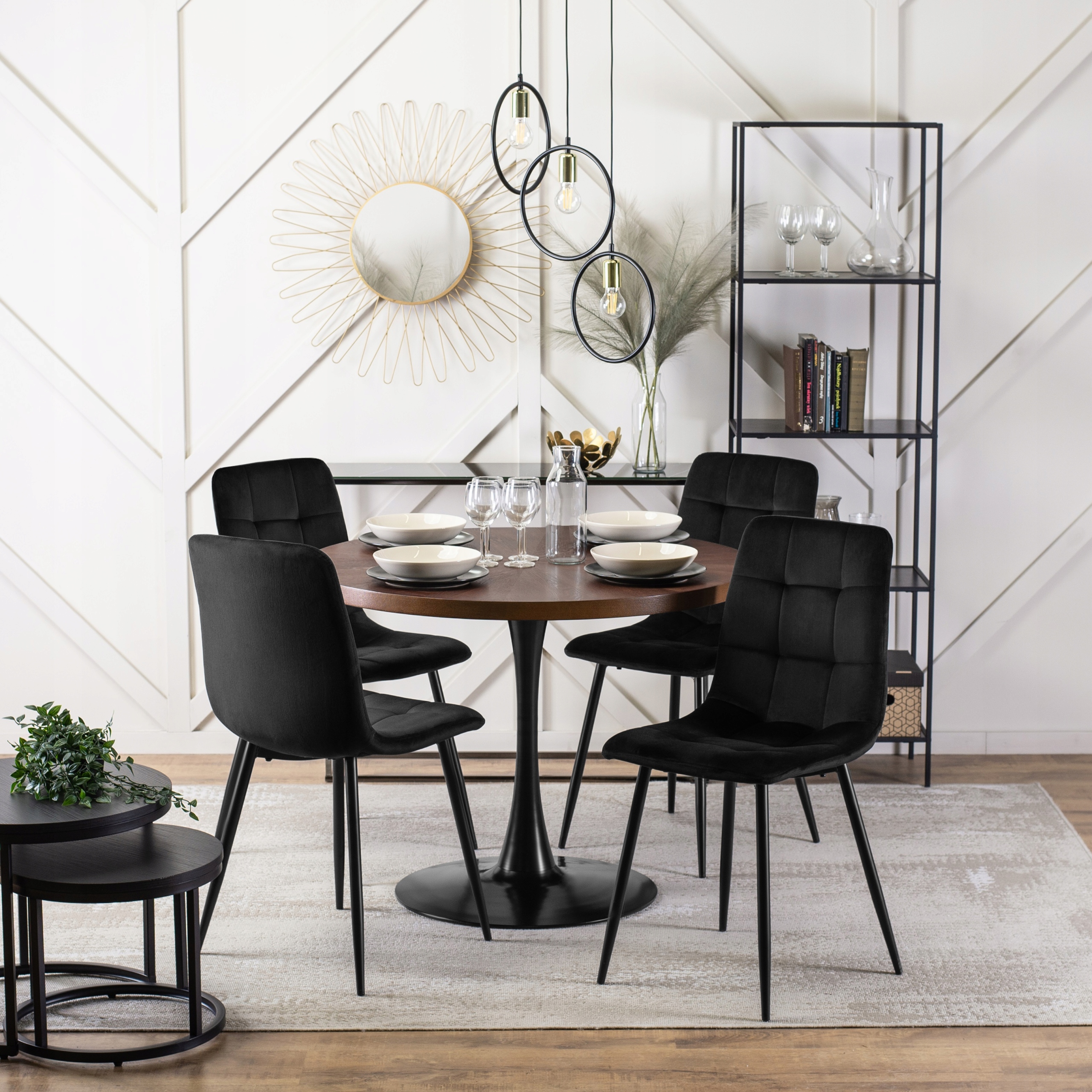 Krzesło Tapicerowane Pikowane Welurowe Kuchenne Do Jadalni Czarne PERU EAN (GTIN) 5906284103336