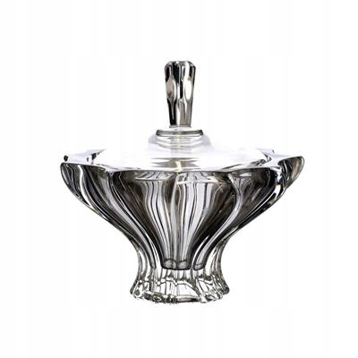 Bohemia Plantica Grey Bomboniéra 150 MM Cukřenka Z Křišťálového Skla