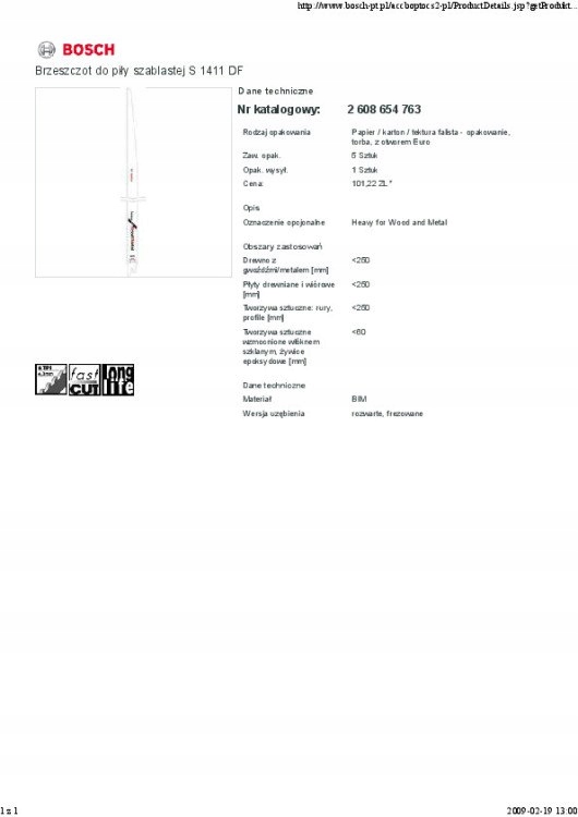 BRZESZCZOT DO PIŁY SZABLASTEJ S1411DF 5SZT. Marka Bosch