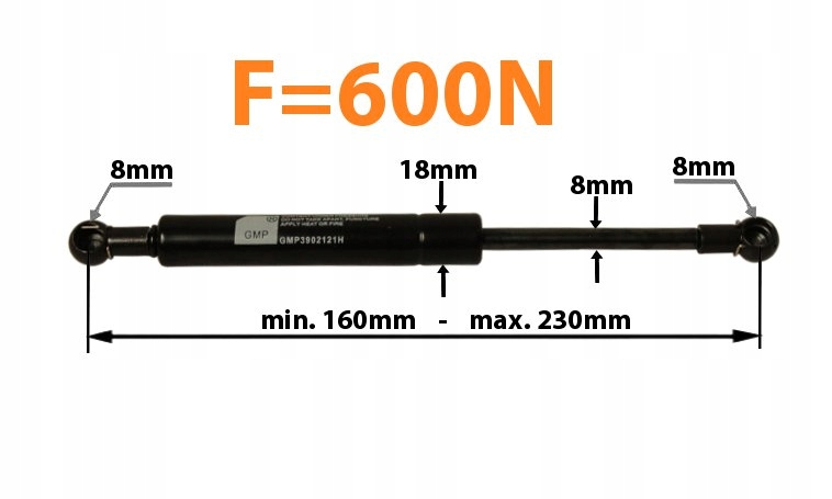 

Amortyzator Gazowy 230mm 600N Drzwi Mf Ferguson