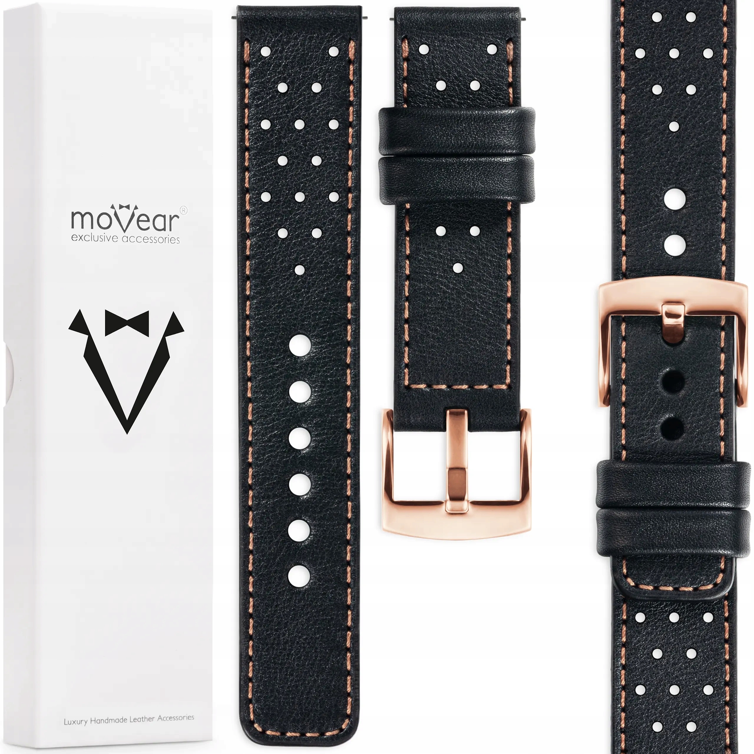 24 mm exkluzivní řemínek pro prémiové hodinky, stylový Movear, kůže