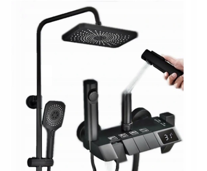 Sprchový set Čierny Termostat Bidet LCD