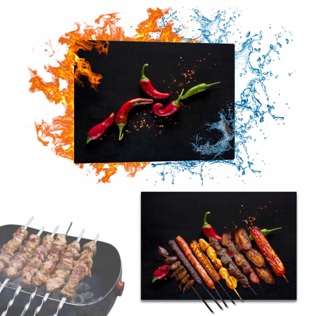Skleněná deska na servírování masa Snack z chilli Grilu 52x40 cm