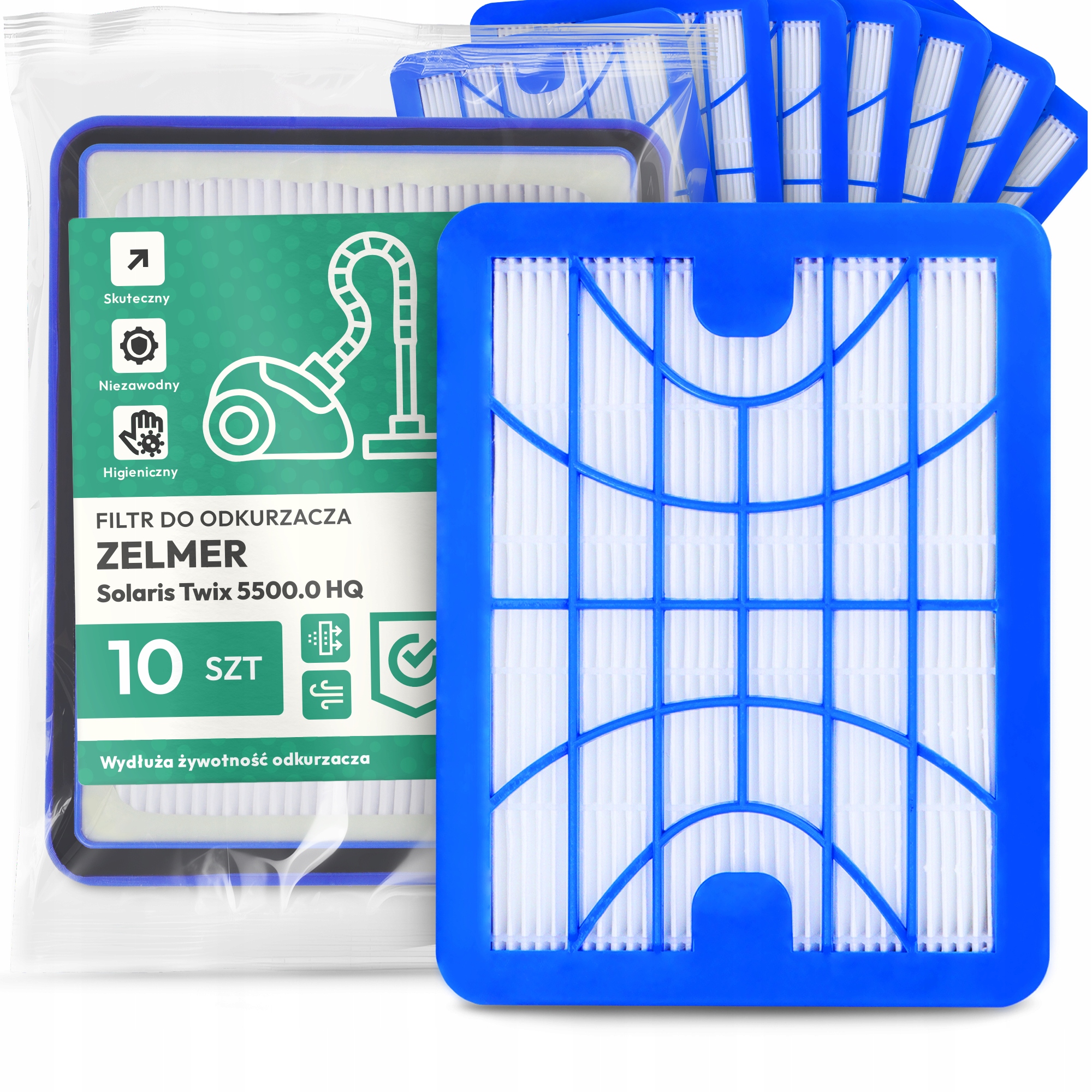 10 x Vzduchový Filtr Pro Vysavač Zelmer Solaris Twix 5500.0 Hq Hepa Em-w