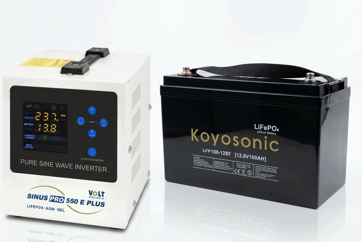 Sinus Pro 550 E Plus 12/230V (350W/550VA) Nouzový Napájecí ZDROJ+LFP100 Complex