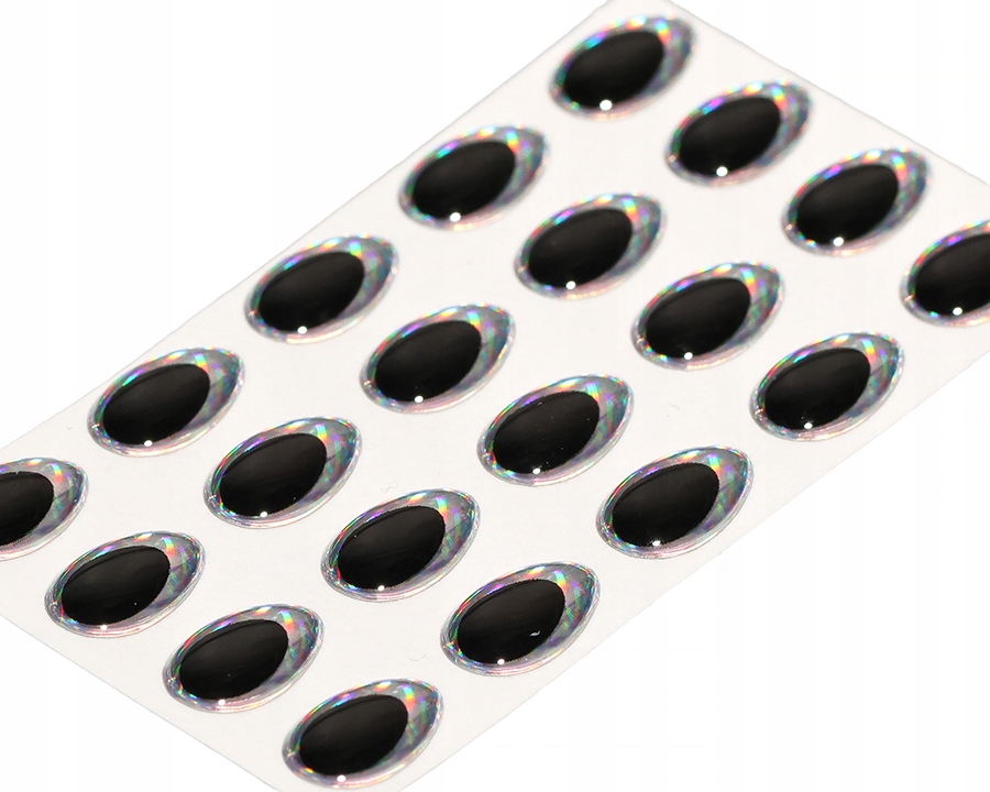 Oczy 3D W Kształcie Kropli Epoxy Eyes Teardrop 9mm SY-225209 Rainbow Silver