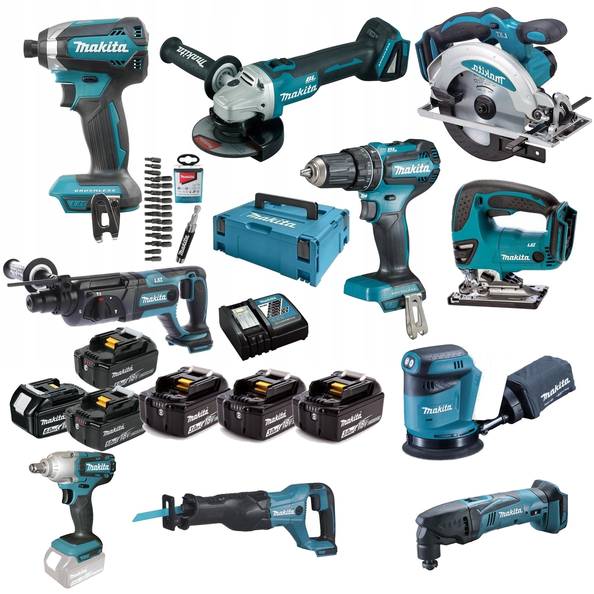 Makita Zestaw Narzędzi Combo 10SZT 6x Akumulatory 18V