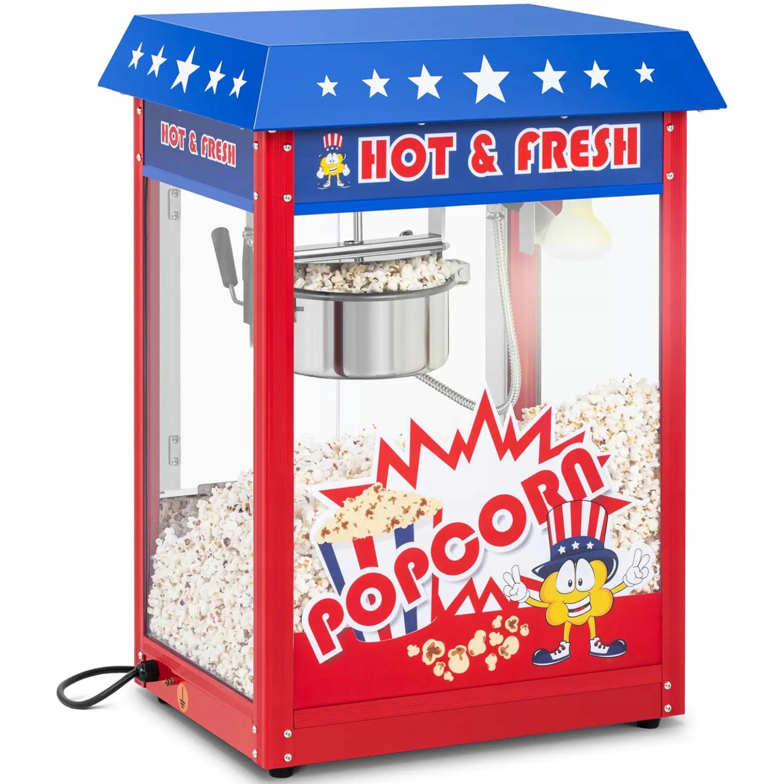 Stroj Na Popcorn 1500W 230V Nerezová Ocel S Ohřevem 5 Kg/h