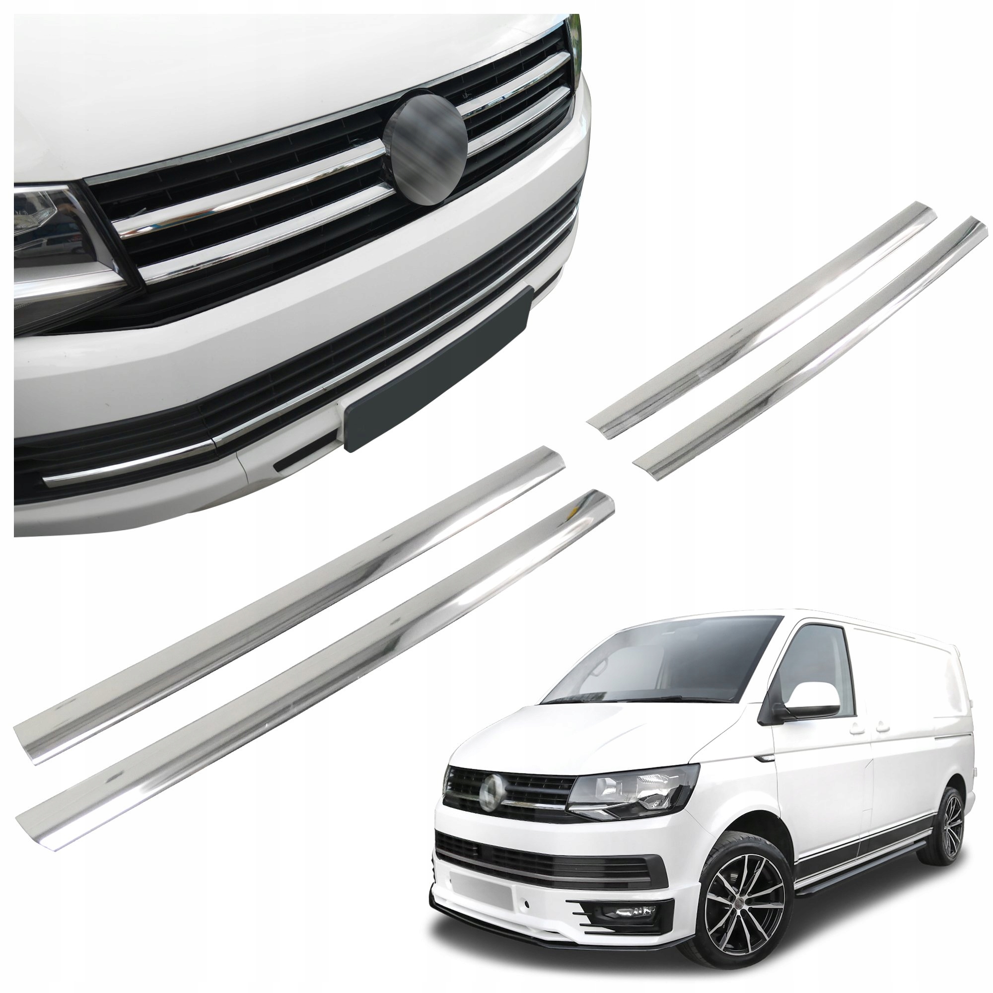 Lišty atrapy predného maskovania grilu pre Vw Transporter VI T6 2015-2019