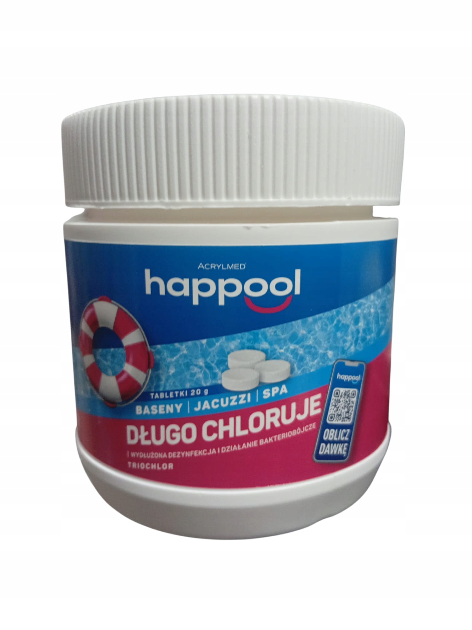 HAPPOOL TRIOCHLOR chlor tabletki małe 20g Acrylmed 0,4 kg do basenu