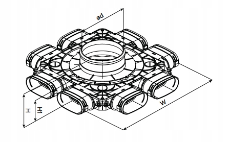 Skrzynka rozdzielcza- Rekuperacja - System Owalny FLAT 8x52/160mm Rodzaj inne